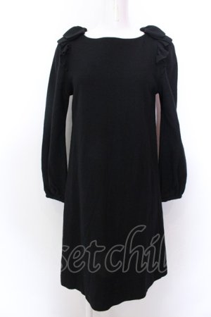 画像: franche lippee black / ショルダーリボンウールワンピース M クロ O-25-02-19-1121-LO-OP-IG-ZT226