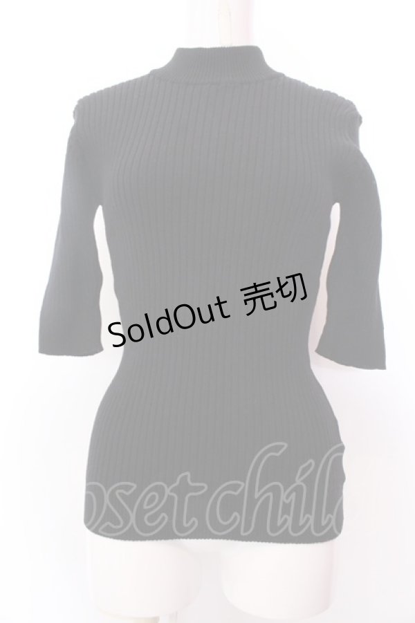 画像1: FA（Fi.n.t） / バックリボンリブニット半袖プルオーバー F クロ O-25-02-19-1125-LO-TO-OW-ZT180 (1)