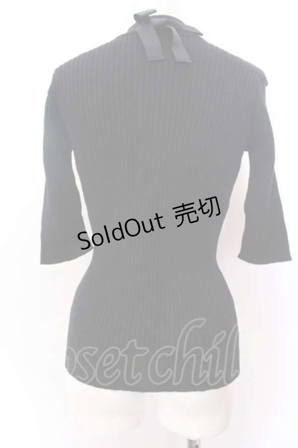 画像2: FA（Fi.n.t） / バックリボンリブニット半袖プルオーバー F クロ O-25-02-19-1125-LO-TO-OW-ZT180 (2)