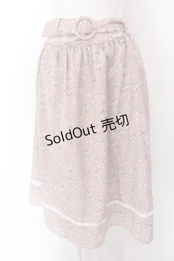 画像1: Fi.n.t / レース使い小花柄ギャザースカート  ピンク O-25-02-19-1131-CA-SK-IG-ZT181 (1)
