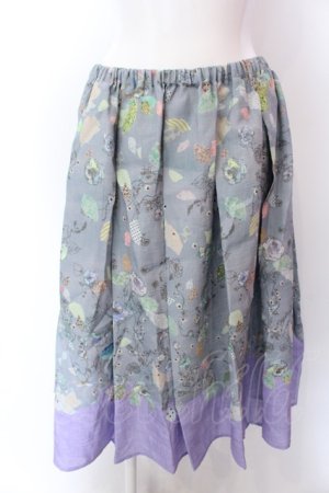 画像: Franche Lippee / ユニコーン柄スカート M グレー O-25-02-19-1134-LO-SK-IG-ZT181