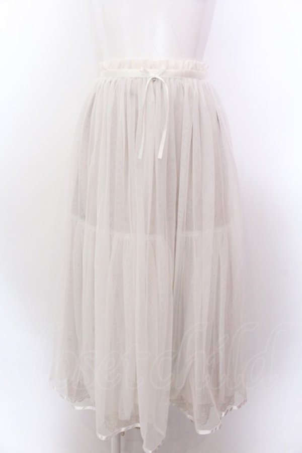画像1: Franche Lippee / うさぎレース使いチュールスカート M ミルク×ベージュ O-25-02-19-1135-LO-SK-OW-ZT182 (1)