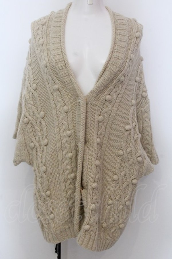 画像1: Franche Lippee / 麻混柄編みラメニットカーディガン M ベージュ O-25-02-19-1025-LO-TO-OW-ZT078 (1)
