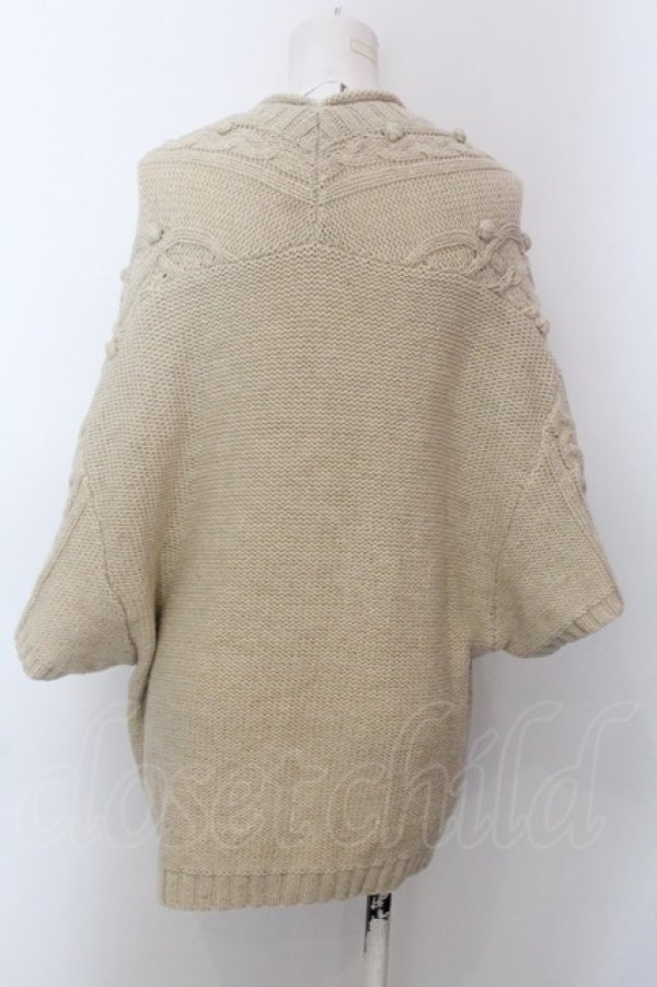 画像4: Franche Lippee / 麻混柄編みラメニットカーディガン M ベージュ O-25-02-19-1025-LO-TO-OW-ZT078 (4)