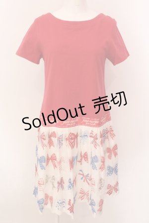 画像: Jane Marple / The 30th Ribbonのトロンプルイユワンピース M アカ×シロ O-25-02-19-014-JM-OP-OW-ZS