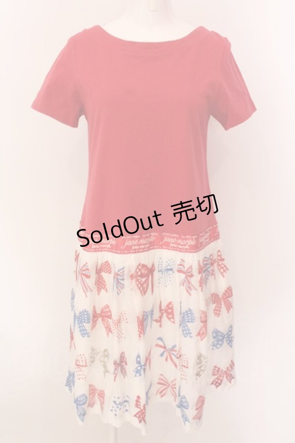 画像1: Jane Marple / The 30th Ribbonのトロンプルイユワンピース M アカ×シロ O-25-02-19-014-JM-OP-OW-ZS (1)
