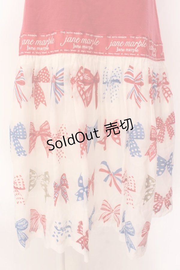 画像2: Jane Marple / The 30th Ribbonのトロンプルイユワンピース M アカ×シロ O-25-02-19-014-JM-OP-OW-ZS (2)
