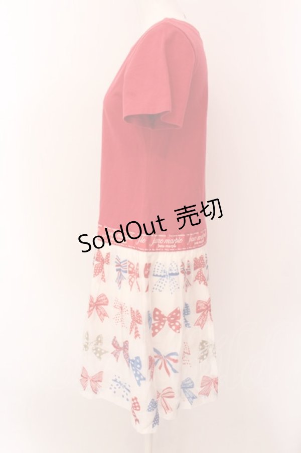 画像3: Jane Marple / The 30th Ribbonのトロンプルイユワンピース M アカ×シロ O-25-02-19-014-JM-OP-OW-ZS (3)