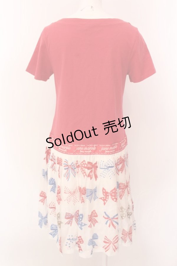 画像4: Jane Marple / The 30th Ribbonのトロンプルイユワンピース M アカ×シロ O-25-02-19-014-JM-OP-OW-ZS (4)