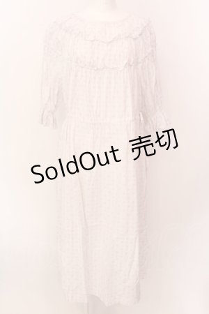 画像: Jane Marple Dans Le Salon / Vintage pattern clothエンパイアドレス M シロ O-25-02-19-018-JM-OP-OW-ZS