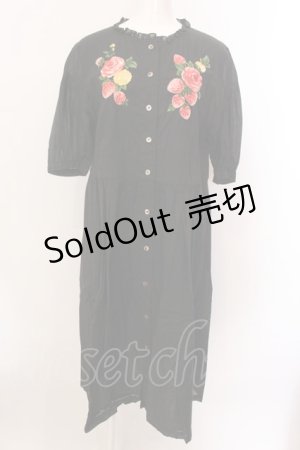 画像: Jane Marple Dans Le Salon / Strawberry embroidery dress M クロ O-25-02-19-021-JM-OP-IG-ZS