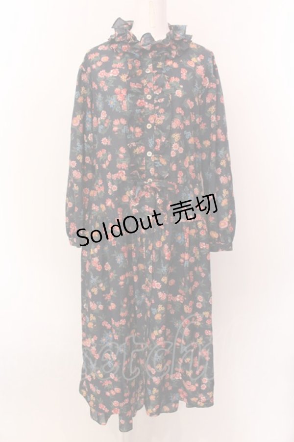 画像1: Jane Marple Dans Le Salon / Flowers of Jouy レイヤードドレス M ネイビー O-25-02-19-024-JM-OP-IG-ZS (1)