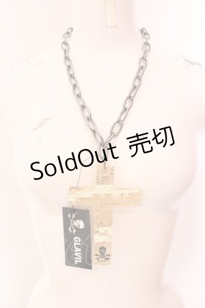 画像: GLAVIL / BIGクロスネックレス  スパンコールゴールド O-25-02-20-030-PU-AC-IG-ZT432-F003