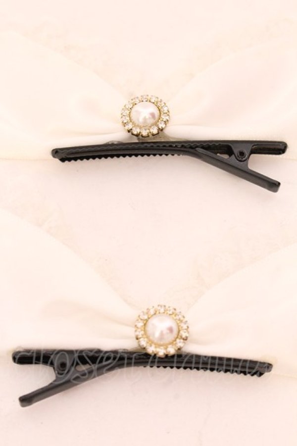 画像2: Rojita / サテンヘアクリップ  シロ O-25-02-20-043-LO-AC-IG-ZT432 (2)