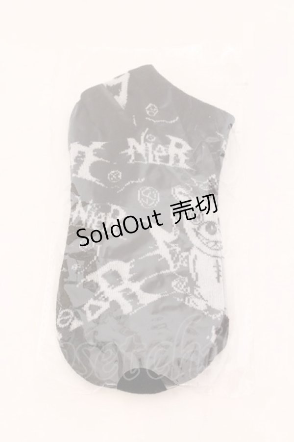 画像1: 【SALE】NieR CLOTHING / クルー丈ソックス  ボッチ（ブラックｘホワイト） O-25-02-20-050-PU-ZA-YM-ZT432-F001 (1)