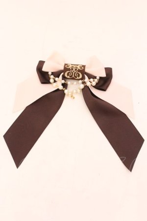 画像: Enchantlic Enchantilly / ロゴ刺繍パールリボンブローチ  ピンク×ブラウン O-25-02-20-078-LO-ZA-OW-ZT432