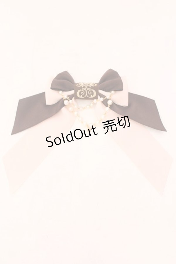 画像1: 【SALE】Enchantlic Enchantilly / ロゴ刺繍パールリボンブローチ  ピンク×ブラウン O-25-02-20-079-LO-ZA-IG-ZT432-F001 (1)