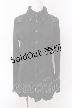 画像: Ozz oneste / チャイナボタンシャドーストライプブラウス  ブラック O-25-02-22-027-OO-BL-IG-OS