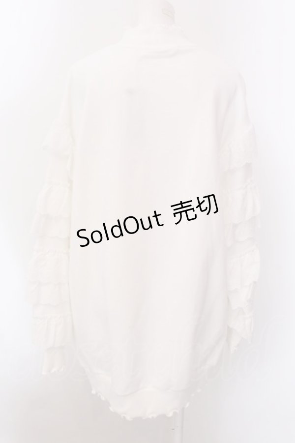 画像4: Candy Stripper / FRILL SLEEVE SWEAT ONE-PIECE 2 ホワイト O-25-02-22-038-PU-OP-IG-OS (4)