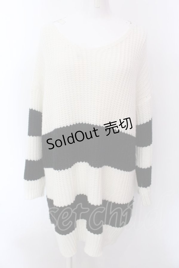 画像1: KRY CLOTHING / CHLL 2 ボーダーニットソー  ブラックｘホワイト O-25-02-22-039-EL-TO-YM-ZY (1)