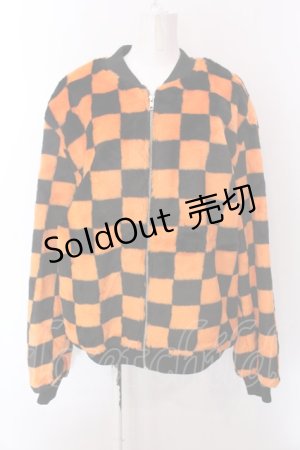 画像: Candy Stripper / CHECKERED FLAG FUR BLOUSON ブルゾン  オレンジ×ブラック O-25-02-22-048-PU-CO-IG-OS