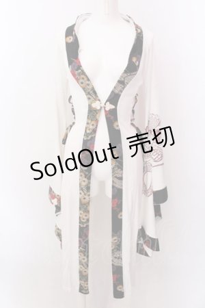 画像: Qutie Frash / サイドレースアップ着物カーデ  ホワイト×ブラック O-25-02-22-056-QU-TO-IG-ZS