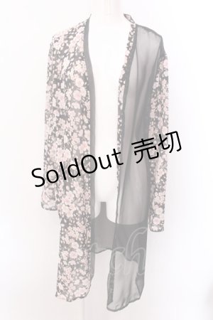 画像: Despair / 和柄シースルー羽織（桜）  ブラック×ピンク O-25-02-22-072-GO-TO-OW-OS