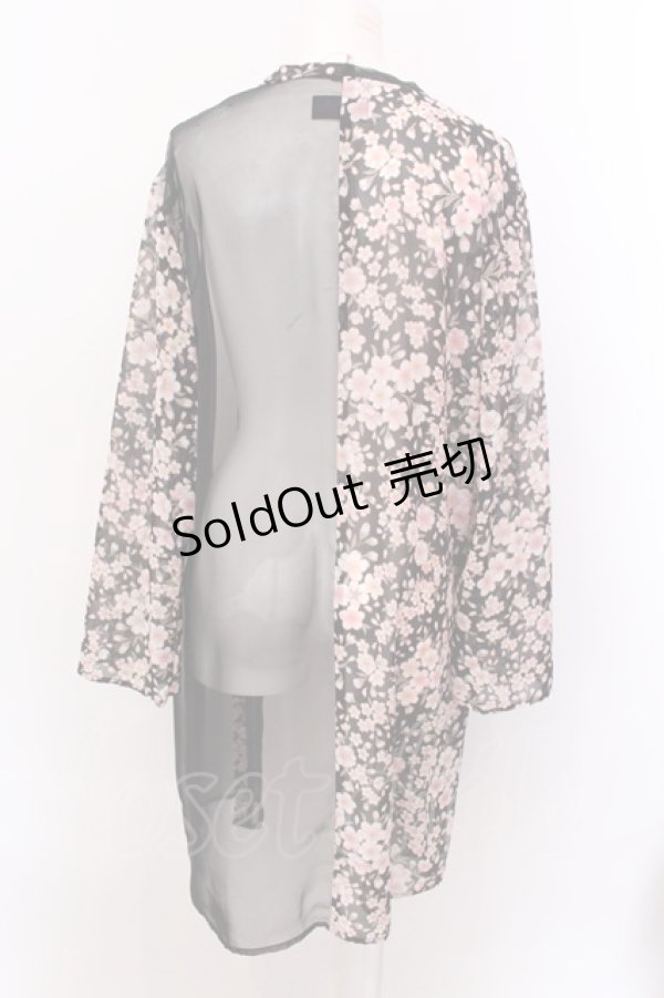 画像3: Despair / 和柄シースルー羽織（桜）  ブラック×ピンク O-25-02-22-072-GO-TO-OW-OS (3)