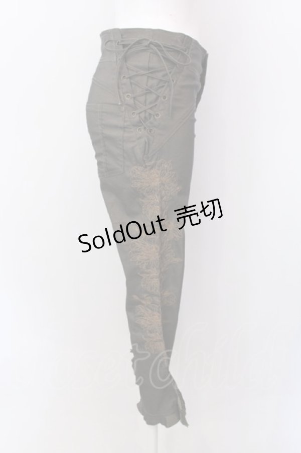 画像2: Ozz On / サイドエンブロイダリーパンツ  カーキグリーン O-25-02-22-008-OO-PA-OW-OS (2)
