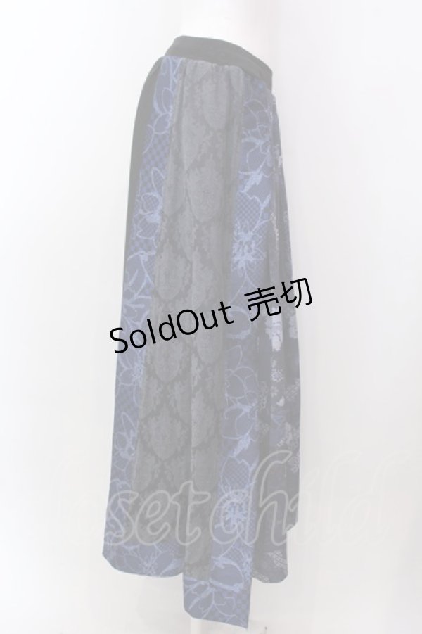 画像2: Qutie Frash / 和柄プリーツロンスカ  ブルー O-25-02-22-084-QU-SK-OW-OS (2)