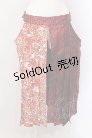 画像: Qutie Frash / 2024プレミアムセット-繚乱-プリーツラップスカート  レッド×ホワイト O-25-02-22-086-QU-SK-OW-ZI