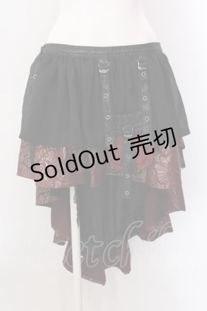 画像: Qutie Frash / 3段フリルラップスカート  ブラック×レッド O-25-02-22-090-QU-SK-OW-OS