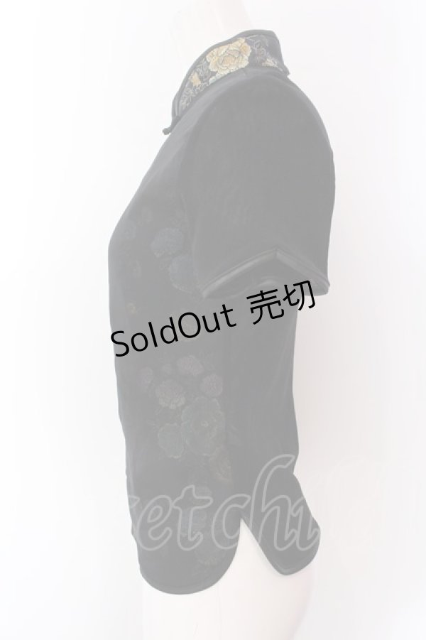 画像3: Ozz On / シフォンレイヤードチャイナジャガードトップス  ブラック×マルチ O-25-02-22-019-OO-TO-OW-OS (3)