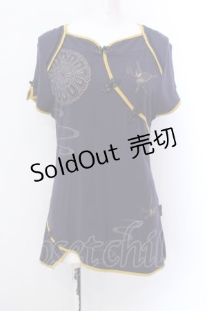 画像: Ozz oneste / 金華ptチャイナカットソー  ネイビー O-25-02-22-020-OO-TO-OW-OS