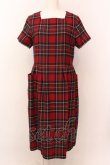 画像1: Jane Marple / Wool tartan check tablier dress ドレス M アカ O-25-02-23-041-JM-OP-IG-ZT0430 (1)