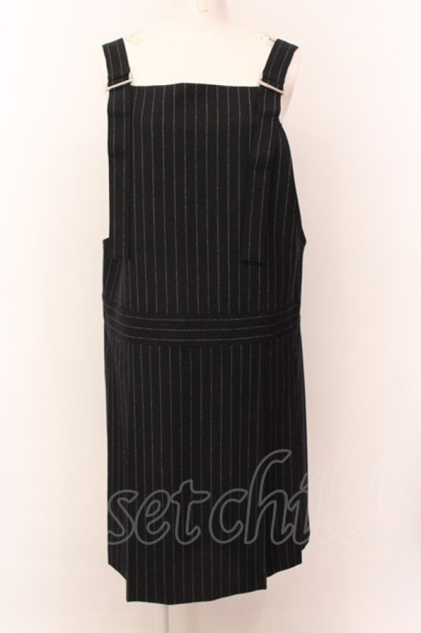 画像1: Jane Marple / Churchill stripe salopette skirt サロペットスカート M ネイビー O-25-02-23-042-JM-OP-IG-ZT0430 (1)