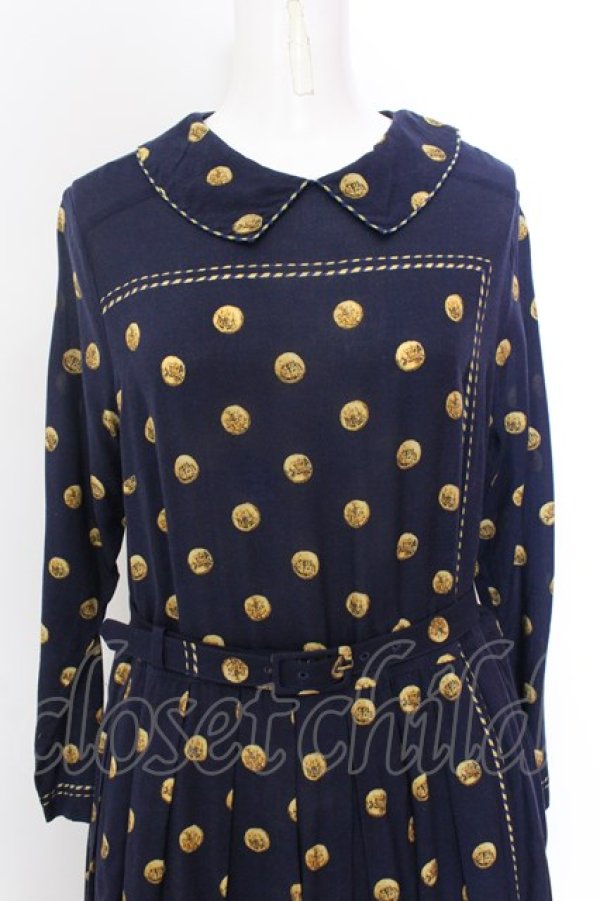 画像2: Jane Marple Dans Le Salon / Granny’s buttons day dress M ネイビー O-25-02-23-043-JM-OP-OW-ZT059 (2)