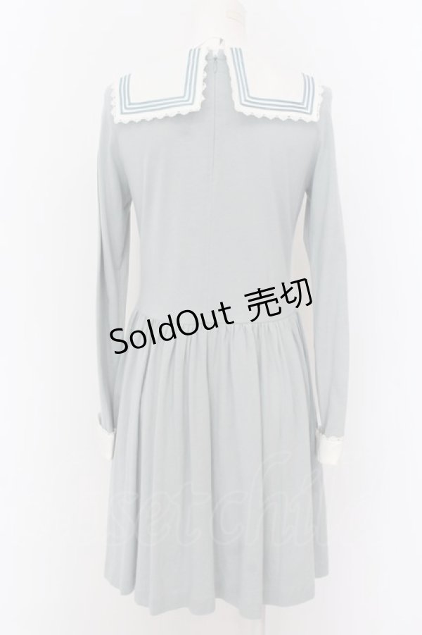 画像2: Jane Marple / ソフト天竺クラシックマリンカラーのワンピース M サックス O-25-02-23-046-JM-OP-IG-ZT075 (2)