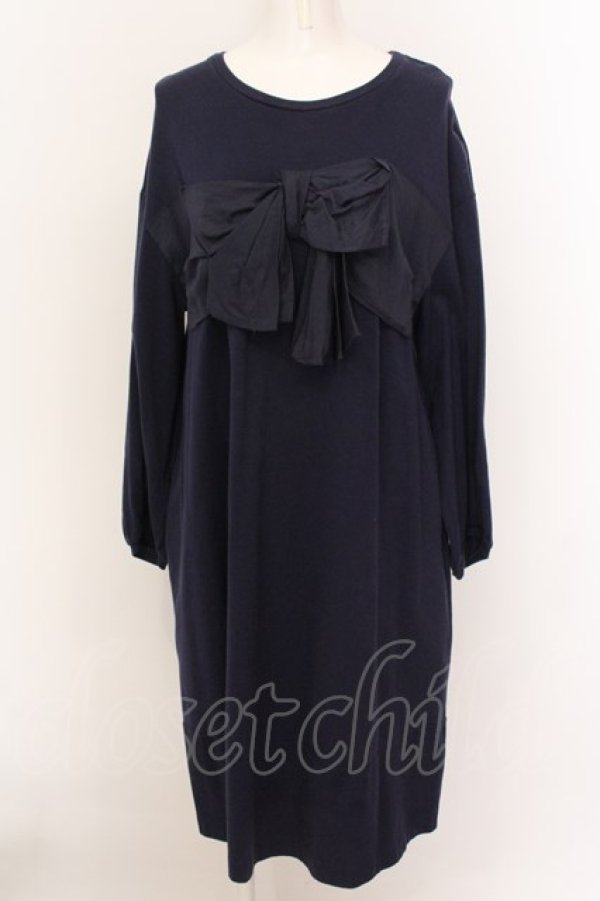 画像1: Jane Marple Dans Le Salon / Drape ribbon onepiece M ネイビー O-25-02-23-047-JM-OP-IG-ZT059 (1)