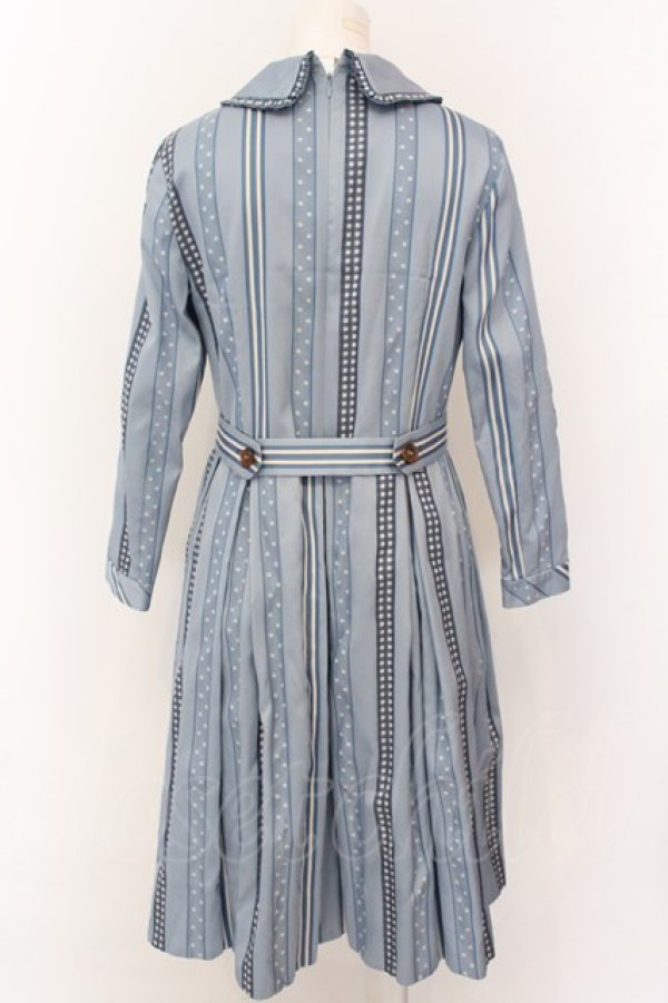 画像2: Jane Marple / Ribbon jacquard stripeのドミトリードレス M ブルーグレ O-25-02-23-048-JM-OP-IG-ZT215 (2)