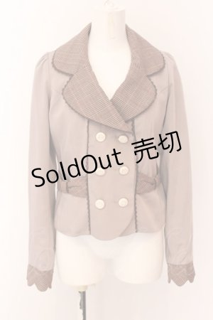 画像: axes femme POETIQUE / チェック使バックフリルジャケット M ブラウン O-25-02-23-008-AX-JA-IG-OS