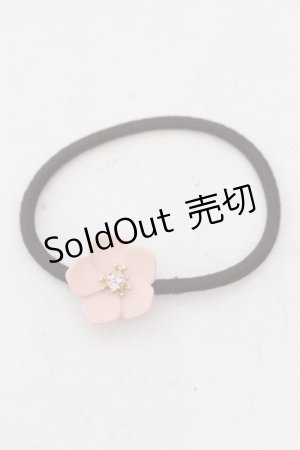 画像: MARBLE / フラワーモチーフヘアゴム  ブラウン×ピンク O-25-05-30-1006-GO-AC-IG-ZT444-F002