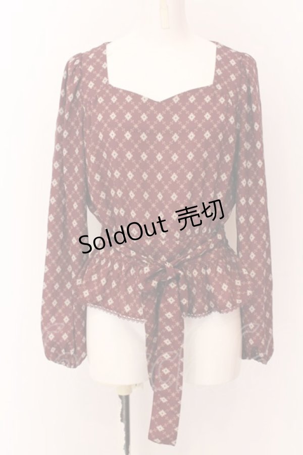 画像1: axes femme POETIQUE / ヴィンテージ柄ブラウス M ワイン O-25-02-23-002-AX-BL-SZ-OS (1)