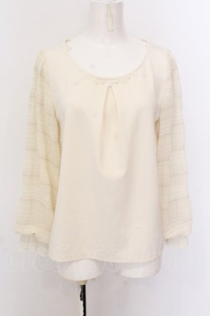 画像: axes femme / ギャザー袖切替トップス M キナリ O-25-02-23-019-AX-TO-OW-OS