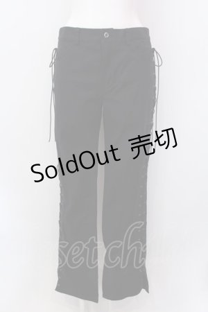 画像: ATELIER BOZ / レースアップロングパンツ  ブラック O-25-02-24-001-EL-PA-OW-ZI