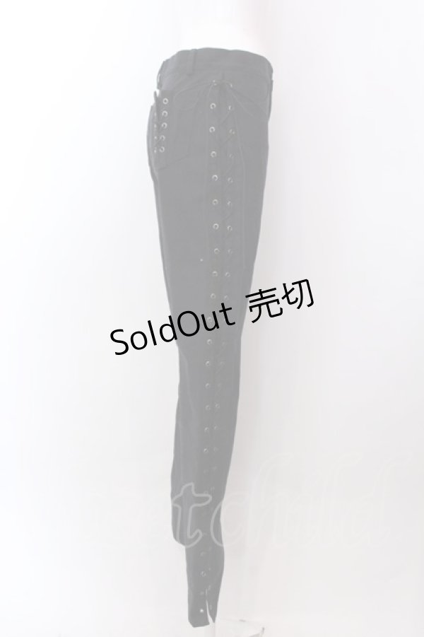 画像2: ATELIER BOZ / レースアップロングパンツ  ブラック O-25-02-24-001-EL-PA-OW-ZI (2)