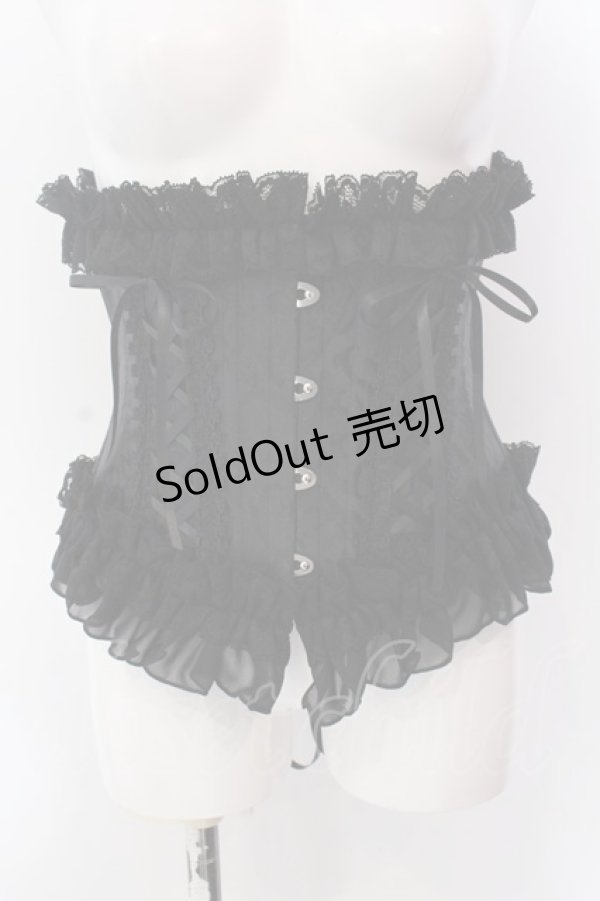 画像1: MR corset / ダブルボーンジャガードショートコルセット  ブラック O-25-02-24-049-PU-TO-OW-OS (1)