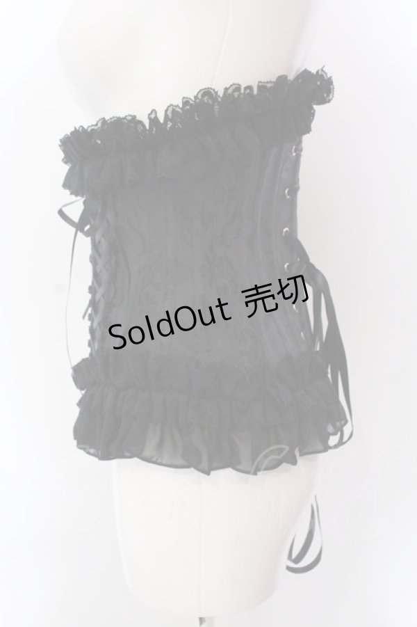 画像3: MR corset / ダブルボーンジャガードショートコルセット  ブラック O-25-02-24-049-PU-TO-OW-OS (3)