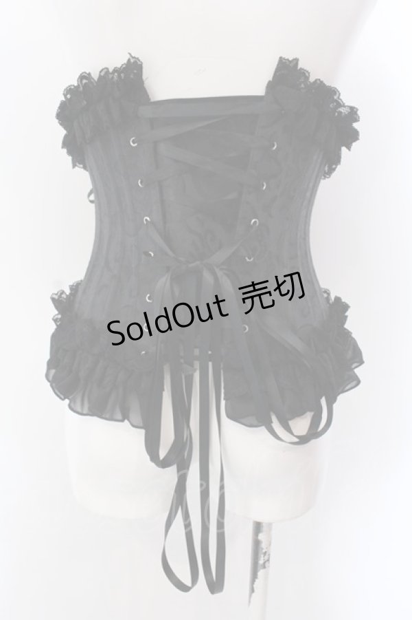 画像4: MR corset / ダブルボーンジャガードショートコルセット  ブラック O-25-02-24-049-PU-TO-OW-OS (4)