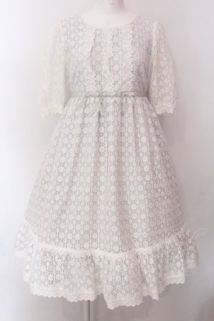 画像: Melody BasKet / Pure Laceドレス M シロ×ブルーグレー O-25-02-24-007-LO-OP-OW-OS